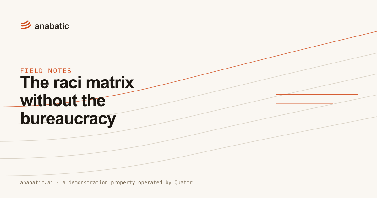The raci matrix without the bureaucracy — Anabatic, field notes