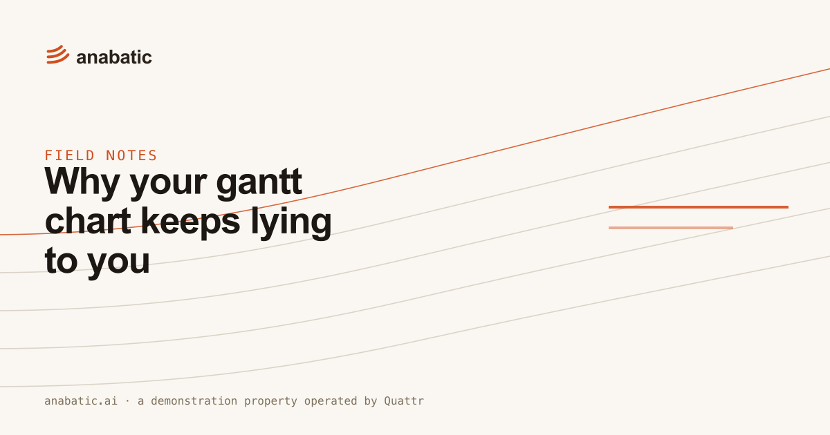 Why your gantt chart keeps lying to you — Anabatic, field notes