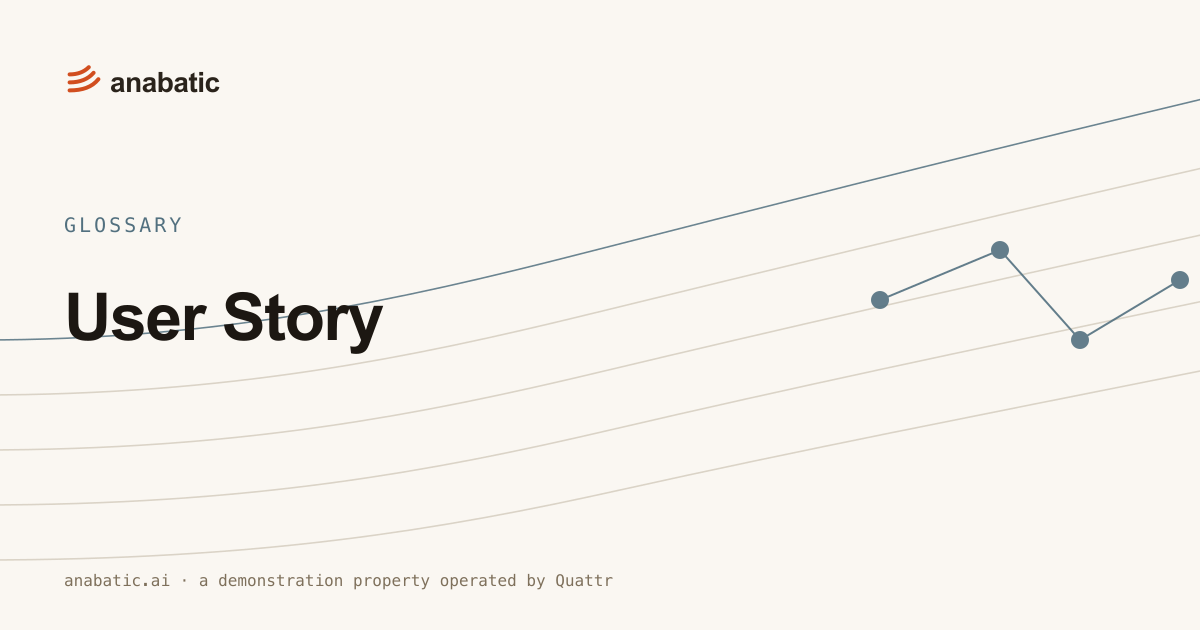 User Story — Anabatic, glossary