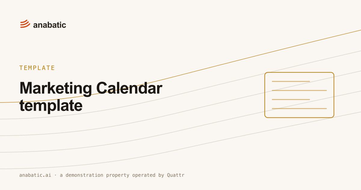 Marketing Calendar template — Anabatic, template