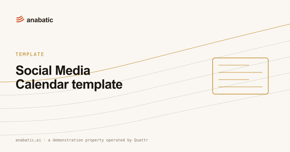 Social Media Calendar template — Anabatic, template
